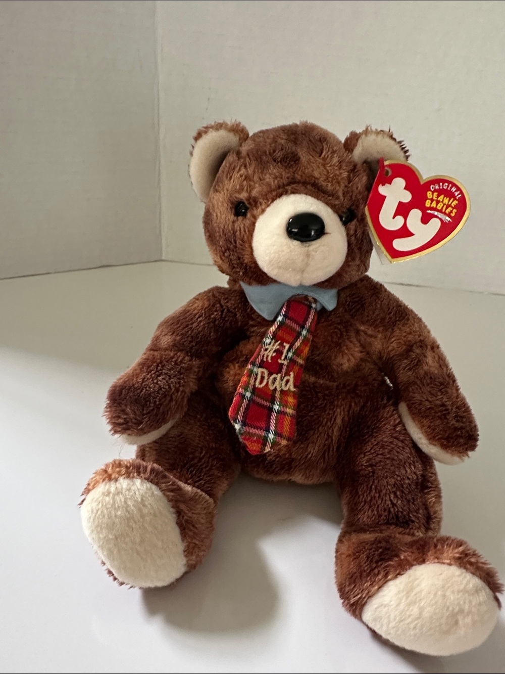 Ty Pappa 2004 Brown Plush Bear with Plaid Tie